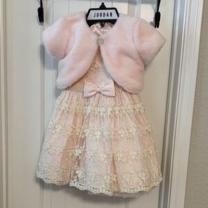 American Princess Pink Dress with Floral Embroidery